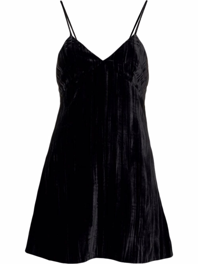 Saint Laurent Spaghetti-strap Mini Velvet Dress In Black