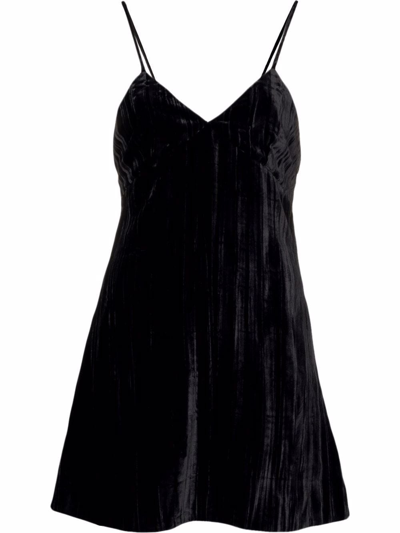 Saint Laurent Spaghetti-strap Mini Velvet Dress In Schwarz