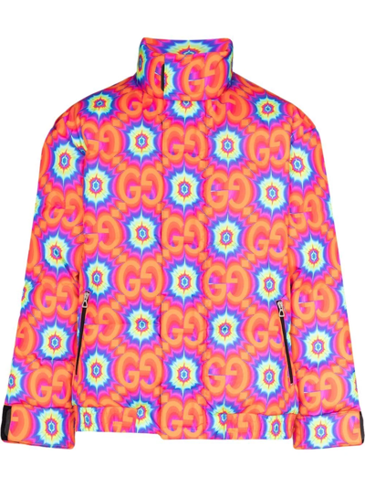 Gucci Gg Kaleidoscope Print Padded Jacket In Orange
