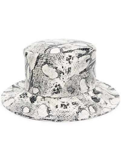 Alberta Ferretti Python Print Calfskin Hat In Bianco