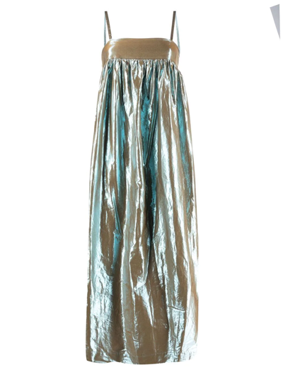 Tela Metallic-effect Long-length Dress In Grün