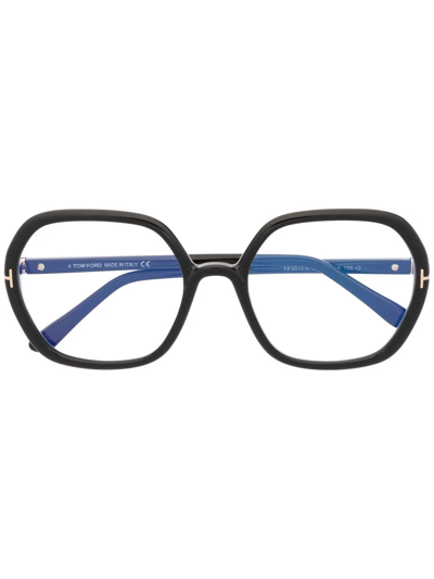 Tom Ford Oversized Round Glasses In Black