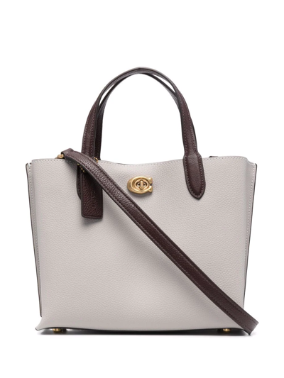 Coach Leather Monogram-zip Tote Bag In Grau