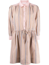 SEE BY CHLOÉ STRIPED PUFF-SLEEVE COTTON SHIRT DRESS