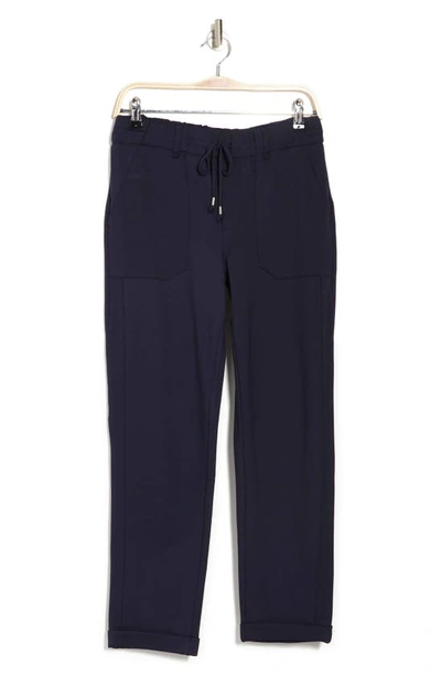 Democracy Ab Leisure High Rise Patch Pocket Utility Roll Cuff Drawstring Pants In Navy