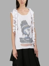 JW ANDERSON WHITE PRINTED TOP WITH RUFFLE DETAILS