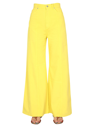 Etro High-waisted Wide-leg Trousers In Yellow