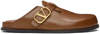 Valentino Garavani V-logo Leather Backless Loafers In Brown