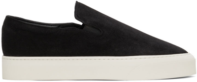 The Row Dean Suede Slip-on Trainers In Black