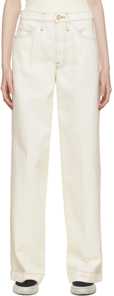Frame White Wide Leg 'le Italien' Jeans In Blanc