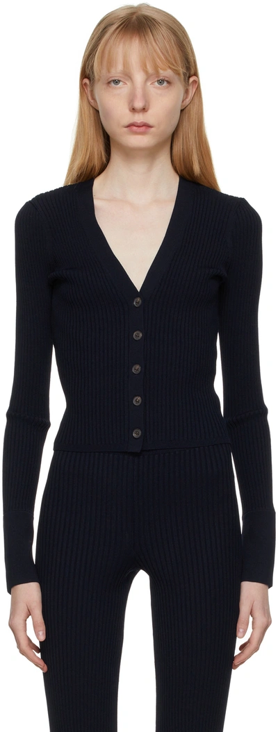 Frame Navy Button Front Cardigan