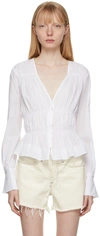 FRAME WHITE RUCHED BLOUSE