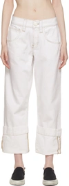 Frame White Button Jeans In Rumpled Blanc