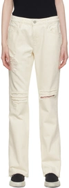 Frame Off-white 'the Low Boot' Jeans In Parchment Rips