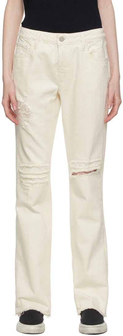 Frame Off-white 'the Low Boot' Jeans In Parchment Rips