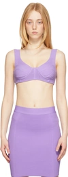 Herve Leger Purple Bouclé Bra Tank Top In Orchid 511