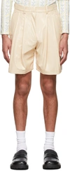Tanner Fletcher Beige Marlo Wet Look Shorts In Beige