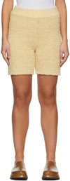 Missing You Already Beige Tape Yarn Half Pant Shorts In Yellow