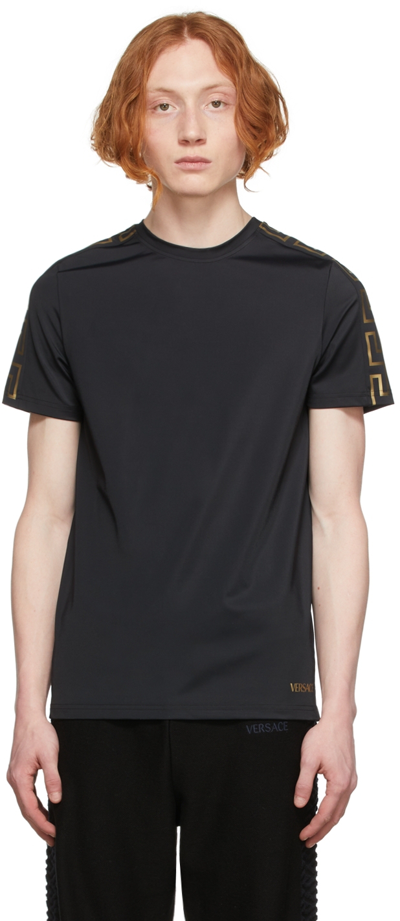 Versace La Greca-print Short-sleeve T-shirt In Black