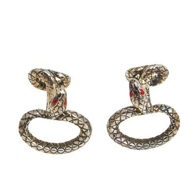 Pre-owned Montblanc Rouge Et Noir Sterling Silver Serpenti Cufflinks