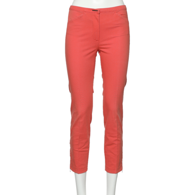 Pre-owned Sportmax Coral Pink Cotton Tapered Leg Trousers S