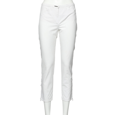 Pre-owned Sportmax White Cotton Tapered Leg Pants S