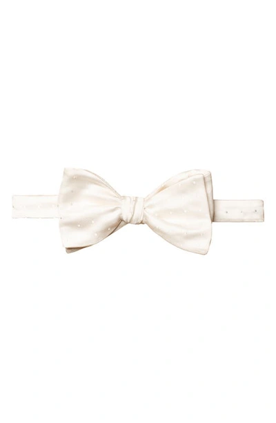 Eton Pin Dot Silk Wedding Bow Tie In White