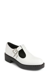 Prada Brushed-leather Mary Jane T-strap Shoes In Bianco