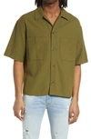 Frame Long Sleeve Corduroy Button-up Shirt In Rifle Green