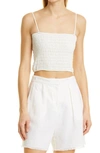 Atm Anthony Thomas Melillo Cropped Smocked Linen Top In Almond