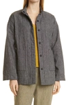 EILEEN FISHER STAND COLLAR HEMP & ORGANIC COTTON PADDED JACKET