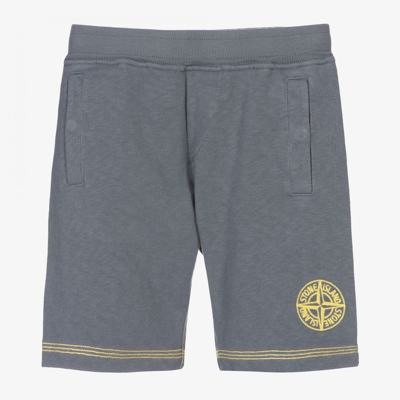 Stone Island Junior Kids' Boys Blue Logo Cotton Shorts