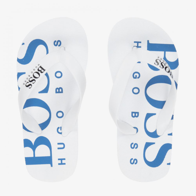 Bosswear Kids' Boys White Logo Flip-flops