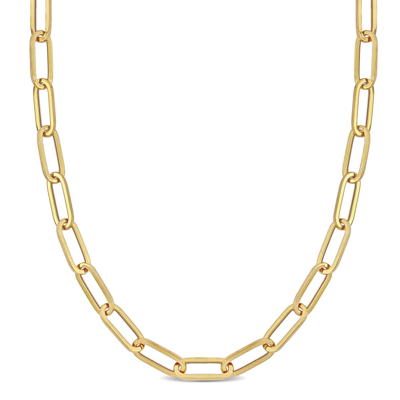 Amour 14k Yellow Gold 6.3mm Polished Paperclip Chain Necklace 18
