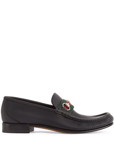 Gucci Wislet Horsebit Leather Moccasins In Black
