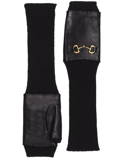Gucci Horsebit-detail Fingerless Gloves In Black