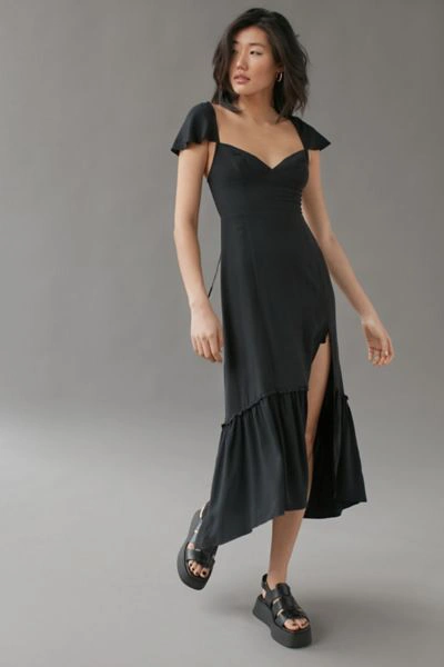 Urban Outfitters Uo Siren Strappy Back Midi Dress In Charcoal