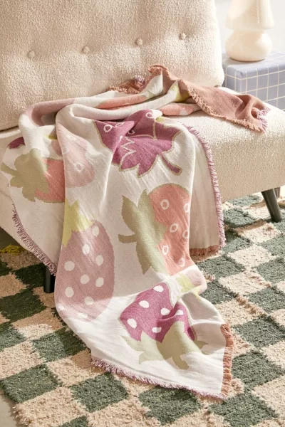 Urban Outfitters Alice Art Woven Throw Blanket In Purple Multi
