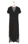 Love By Design Colette Double Layer Maxi Dress In Black/ White Micro Dot