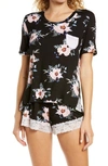 Honeydew Something Sweet Short Pajamas In Black Floral