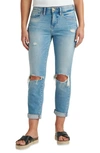 Jag Jeans Carter Ripped Cuffed Girlfriend Jeans In Island Blue
