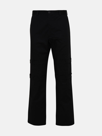 Self Made Black Cotton Cargo Trousers