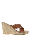 Valentino Rockstud Torchun Leather Espadrille Wedges In Brown