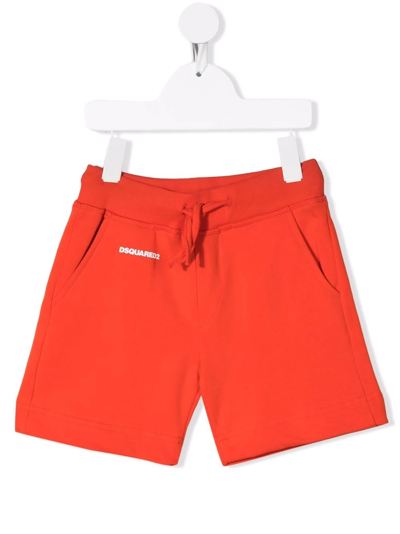Dsquared2 Kids' Logo-print Cotton Track Shorts In Orange
