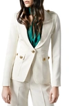 Smythe Peaked Lapel Military Wool Blend Blazer In Ivory Twill