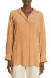 Agnona Square Fit Silk Crêpe De Chine Blouse In N43-lion