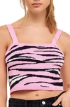 Grey Lab Animal Print Knit Top In Pink Multi