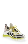 Jimmy Choo Cosmos Low-top Neoprene And Leather Trainers In V Marl Grey/lime Mix