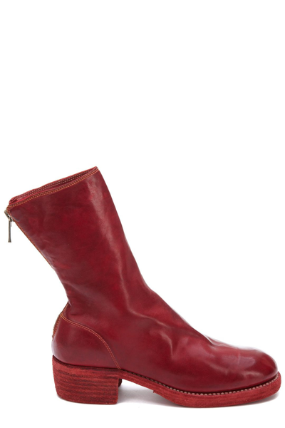 Guidi Back Zip Booties In Red