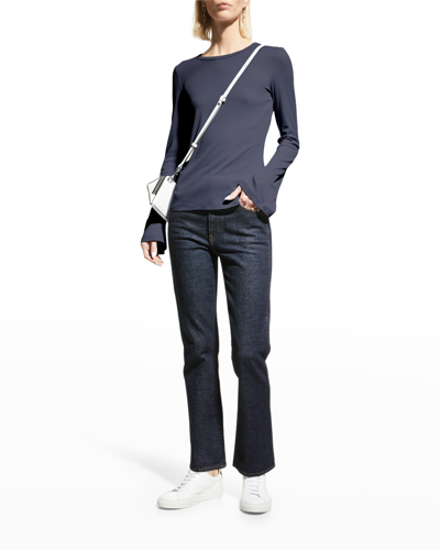 Capsule 121 The Mars Rib-knit Long-sleeve Top In Navy